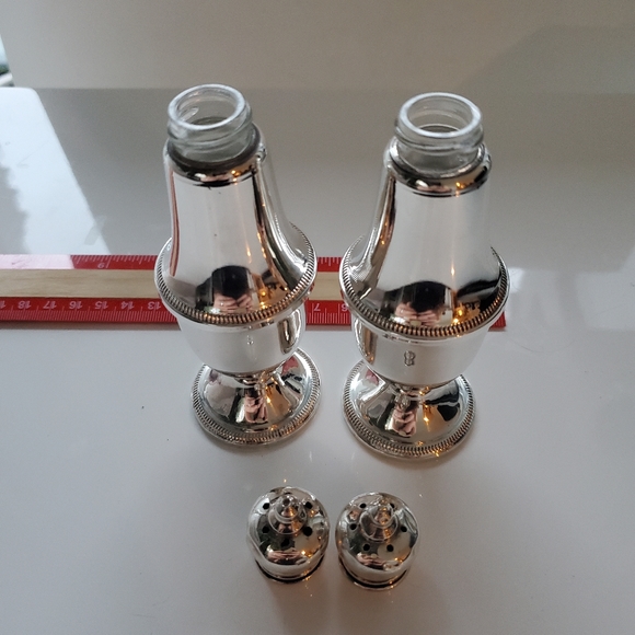 Sterling silver salt pepper shaker duchin weighted glass - Picture 4 of 5